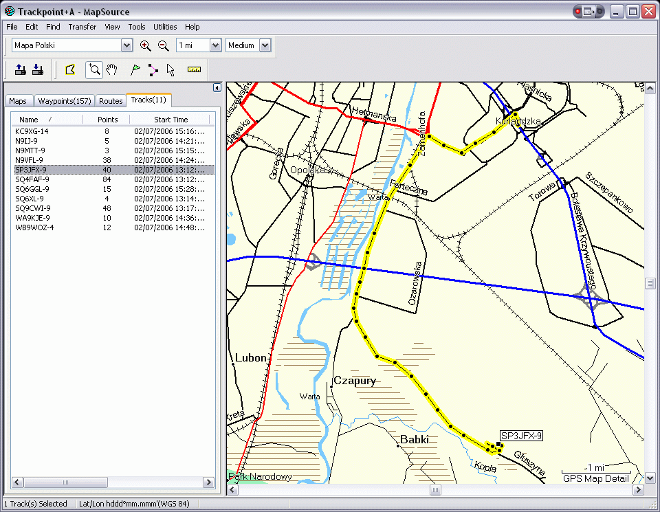 dane z Trackpoint pod MapSource